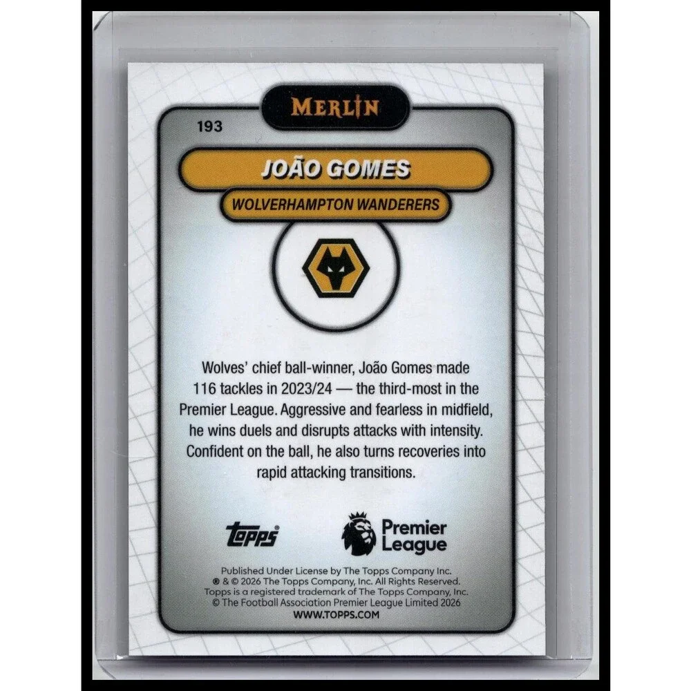 2026 Merlin Premier League João Gomes #193 Wolverhampton Wanderers Base